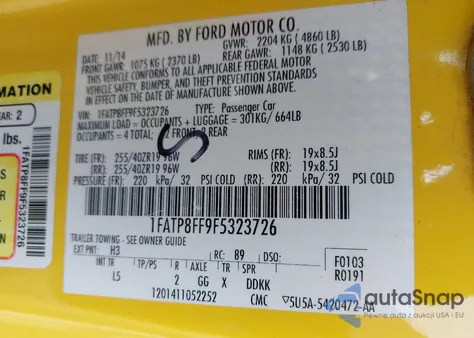 2015 Ford Mustang Gt Premium из США, поврежденный, VIN 1FATP8FF9F5323726